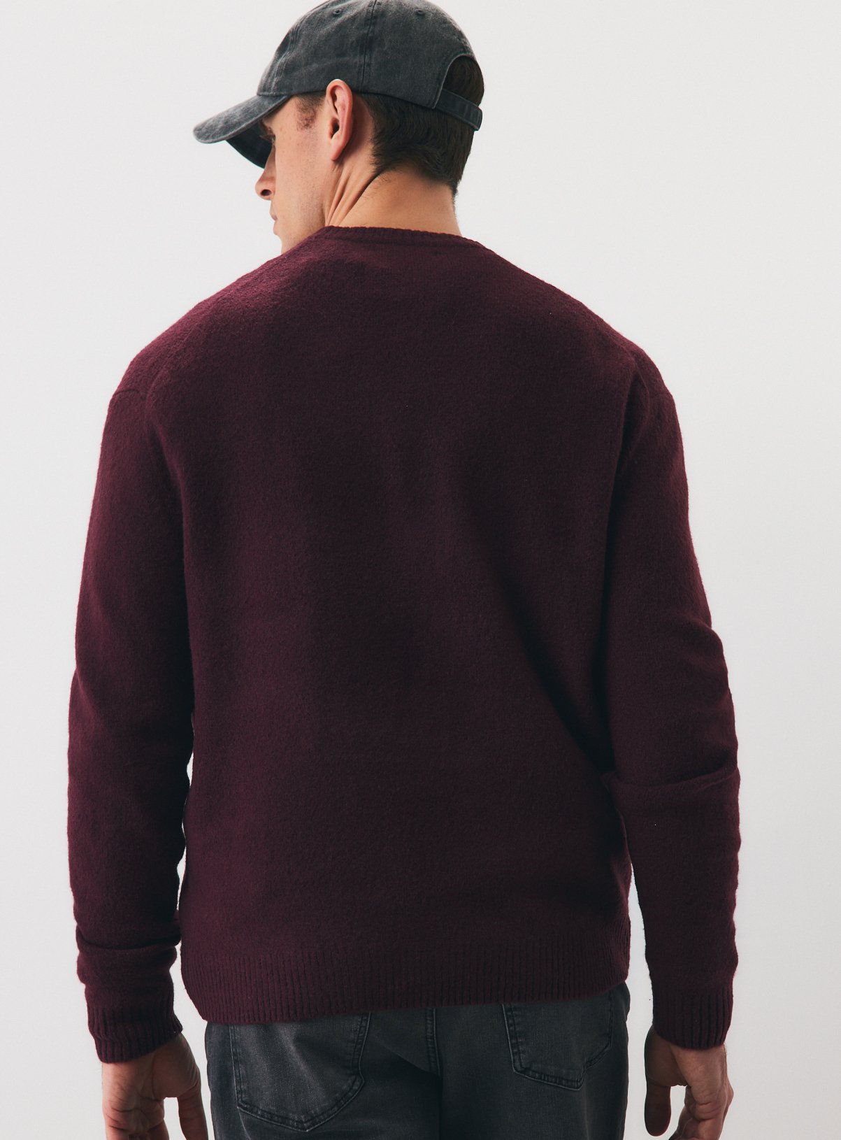 Dark Red Relaxed Soufflé Crew Neck Jumper M - Image 5 thumbnail